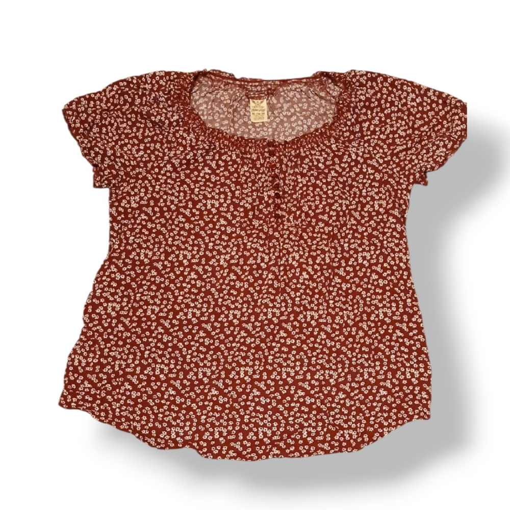 Faded Glory Red Floral Blouse